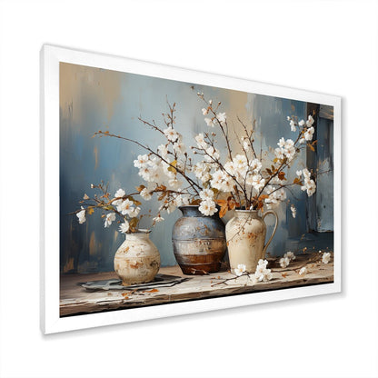 Designart Pottery And Flowers Still Life I Landscape Trees Framed Canvas Art Print