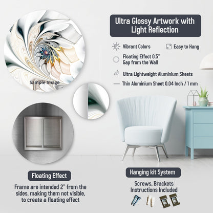 Designart White And Grey Geometric Depths I Modern Geometric Metal Wall Art