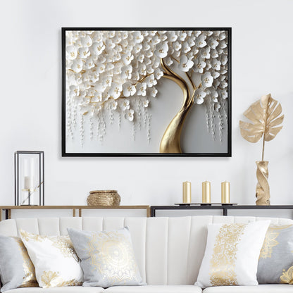 Designart White Orchid Tree Garden Of Branches Iv Tree Floral Framed Wall Art For Living Room