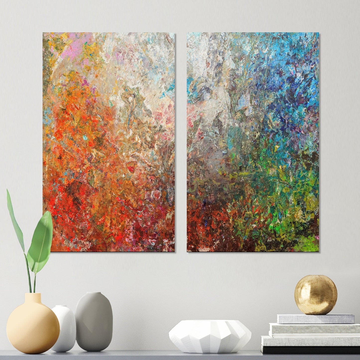 Designart Board Stained Abstract Art Abstract Canvas Wall Art Print 2 Piece Set
