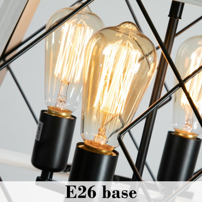 Lustre de style ferme à 4 lumières à intensité variable pour salle à manger, sans ampoule