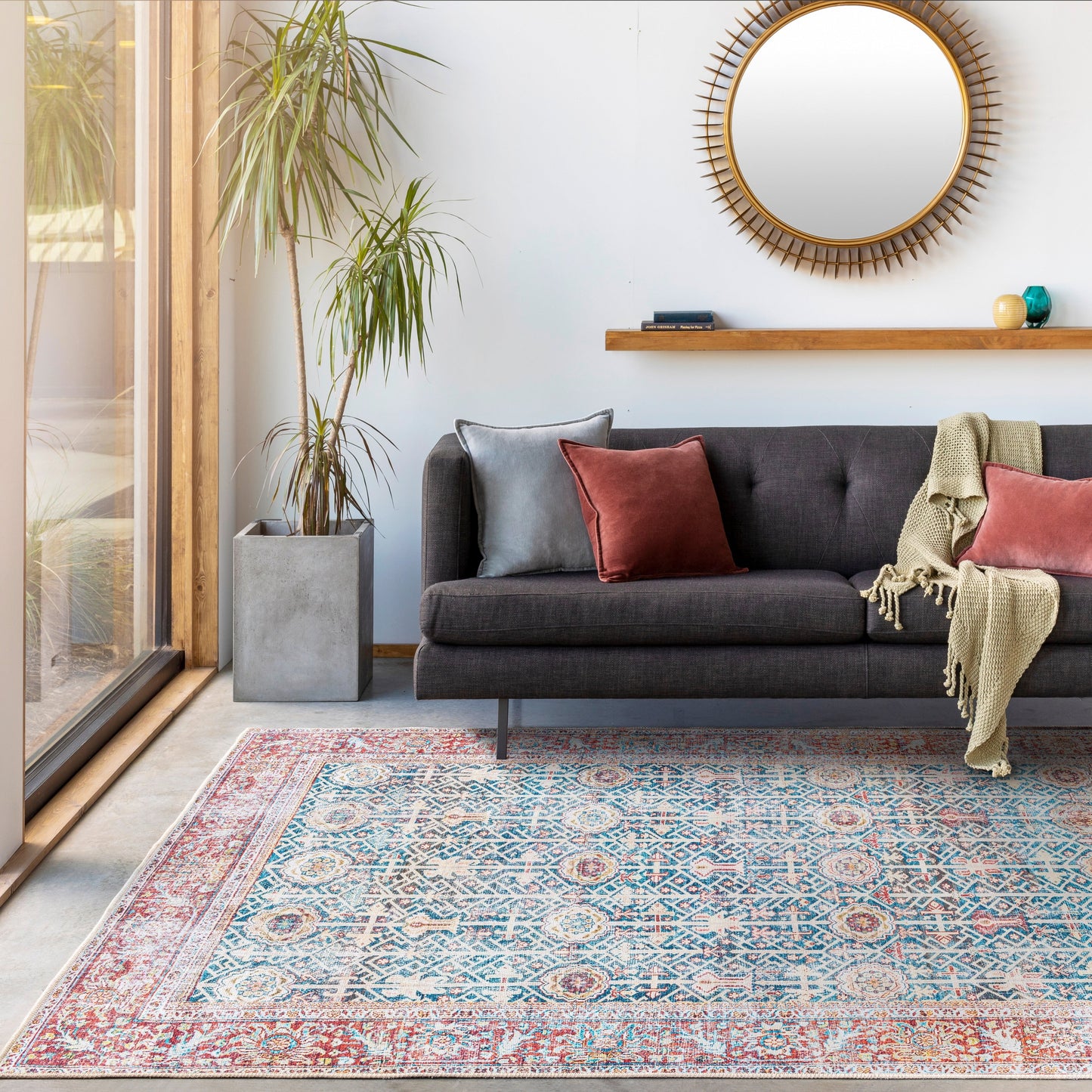 Tapis traditionnel vintage lavable en machine Domitian de Artistic Weavers