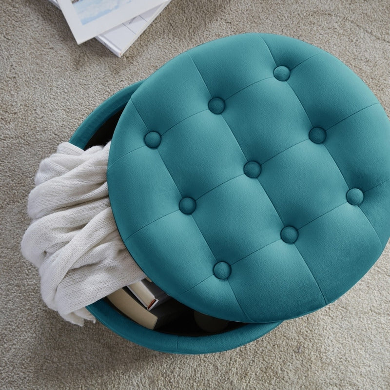 Donovan Tufted Round Storage Ottoman