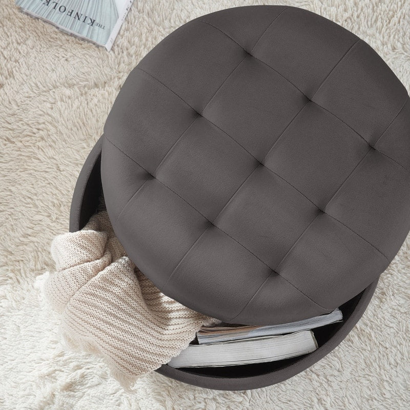 Donovan Tufted Round Storage Ottoman