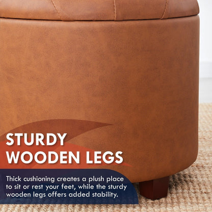 Donovan Tufted Round Storage Ottoman