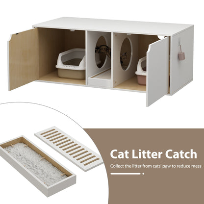 Dual-Compartment Cat Litter Box Enclosure Multi-Functional Furniture