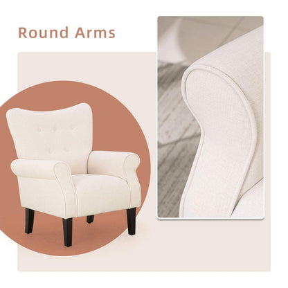 Fauteuil d'appoint moderne Erommy, fauteuil à dossier haut, canapé simple en tissu rembourré avec pieds en bois pour le salon