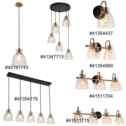 Suspension moderne du milieu du siècle Elisie à 1 ampoule en verre martelé avec dôme en cascade pour cuisine, îlot de cuisine, salle à manger