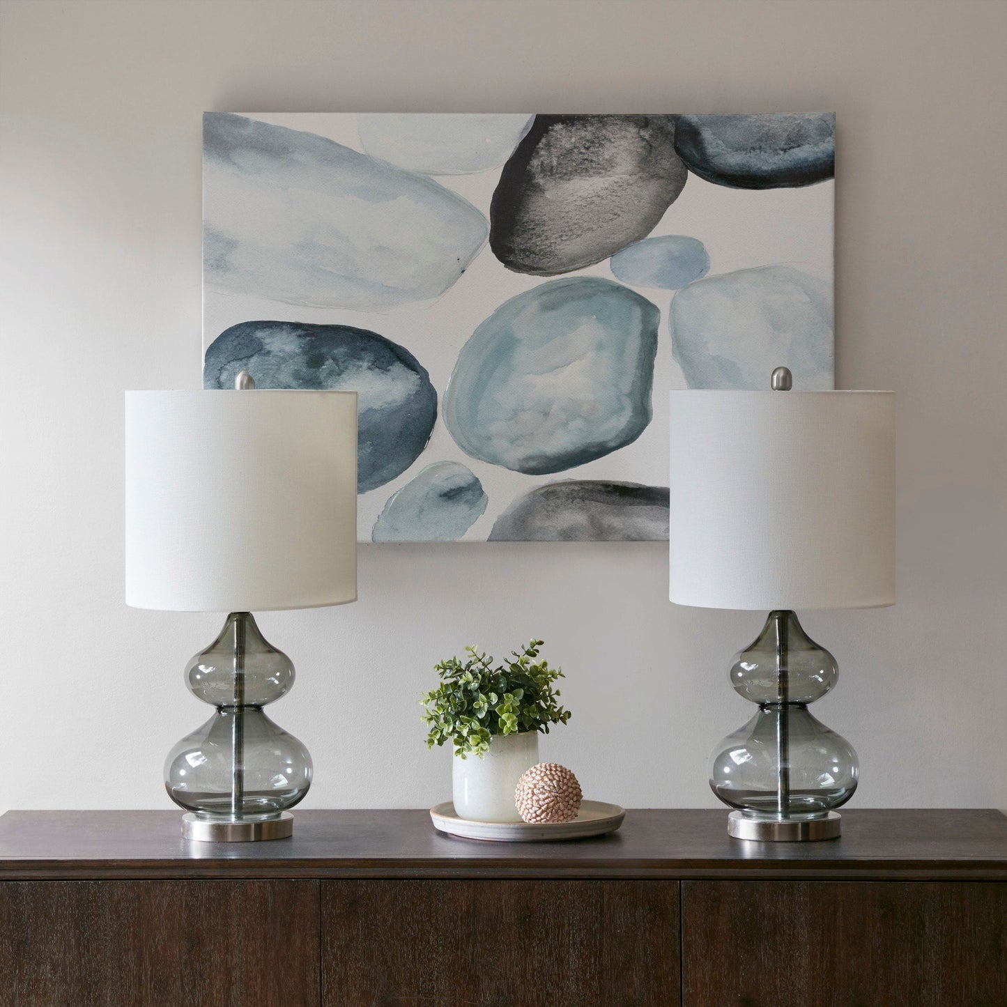 Ellipse Curved Gourd Glass Table Lamp, Set of 2