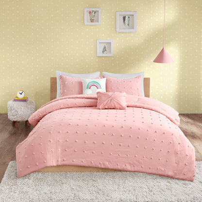 Parure de couette Ensley en coton jacquard à pompons par Intelligent Design Kids