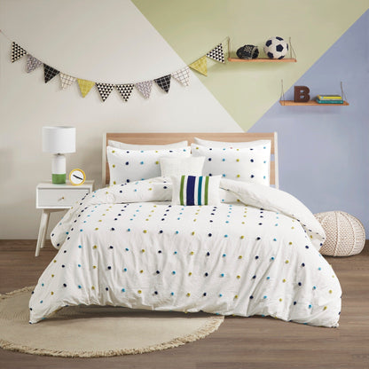 Parure de couette Ensley en coton jacquard à pompons par Intelligent Design Kids