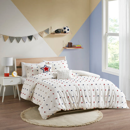 Parure de couette Ensley en coton jacquard à pompons par Intelligent Design Kids