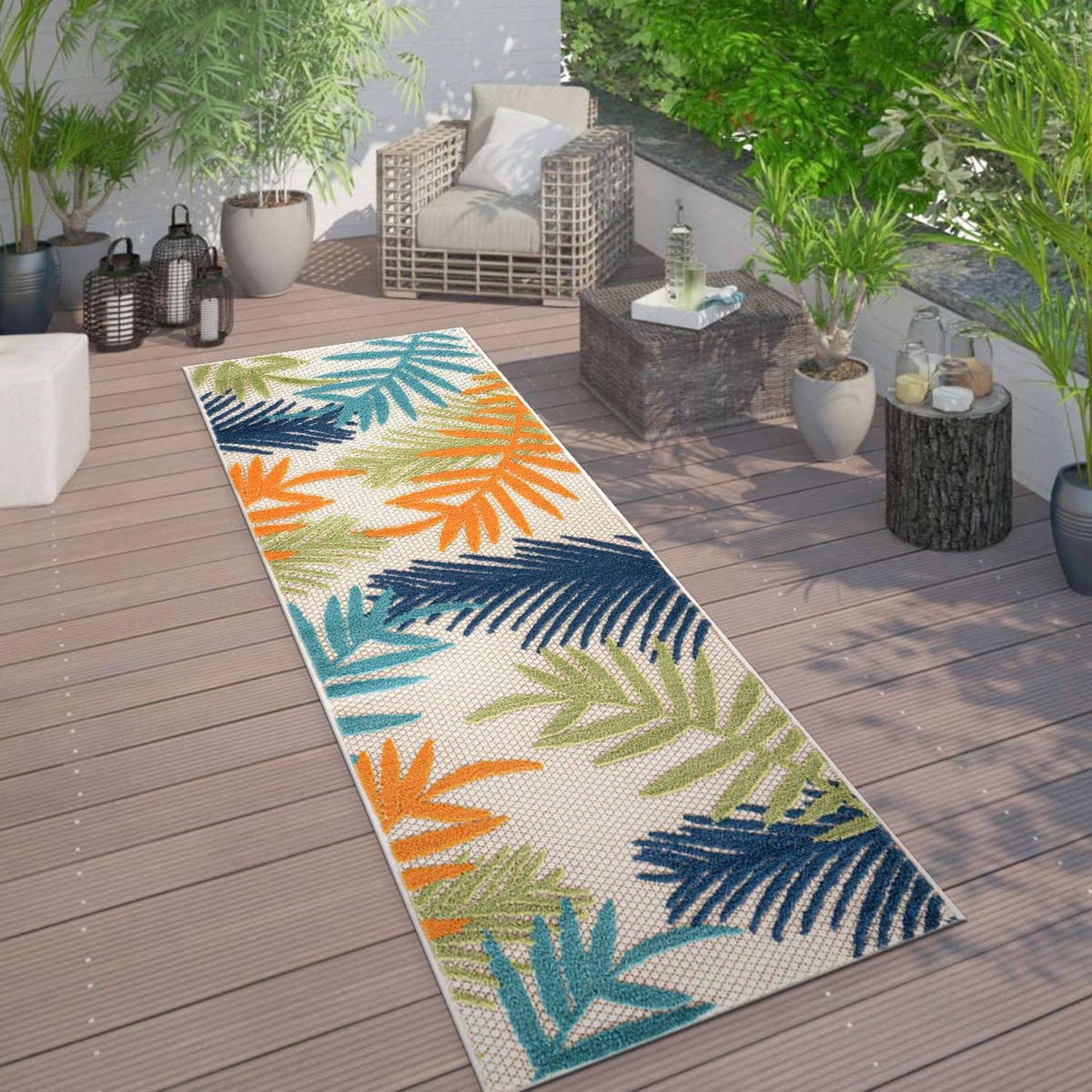 Tapis d'intérieur/extérieur en feuilles de palmier Evora