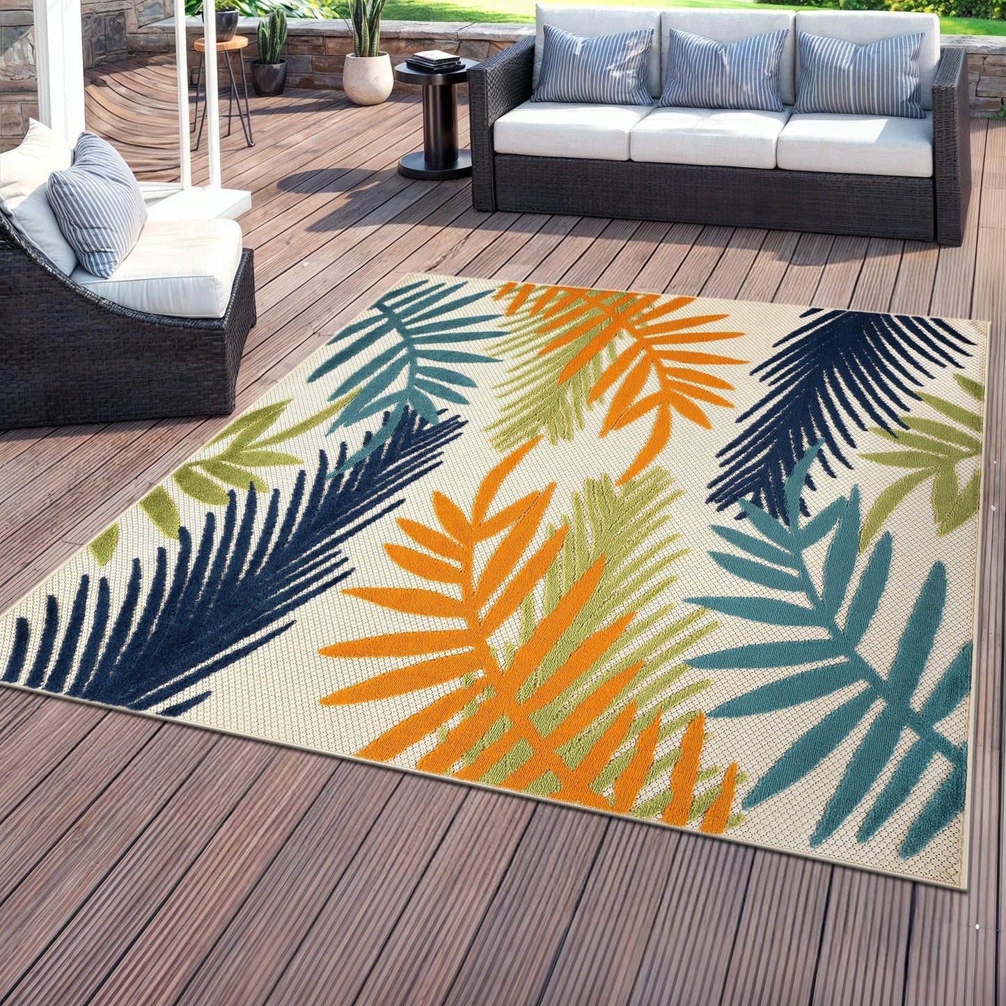 Tapis d'intérieur/extérieur en feuilles de palmier Evora
