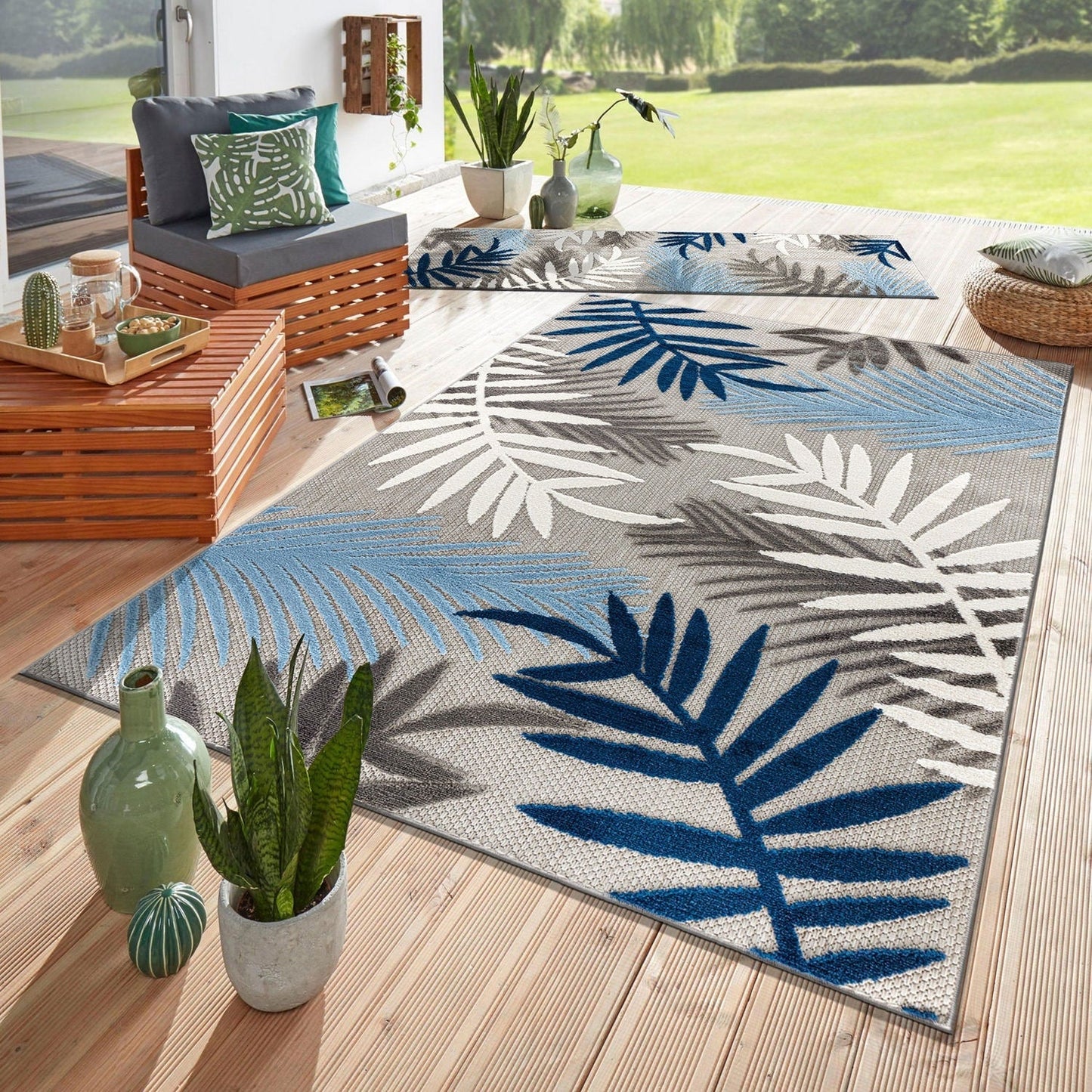 Tapis d'intérieur/extérieur en feuilles de palmier Evora
