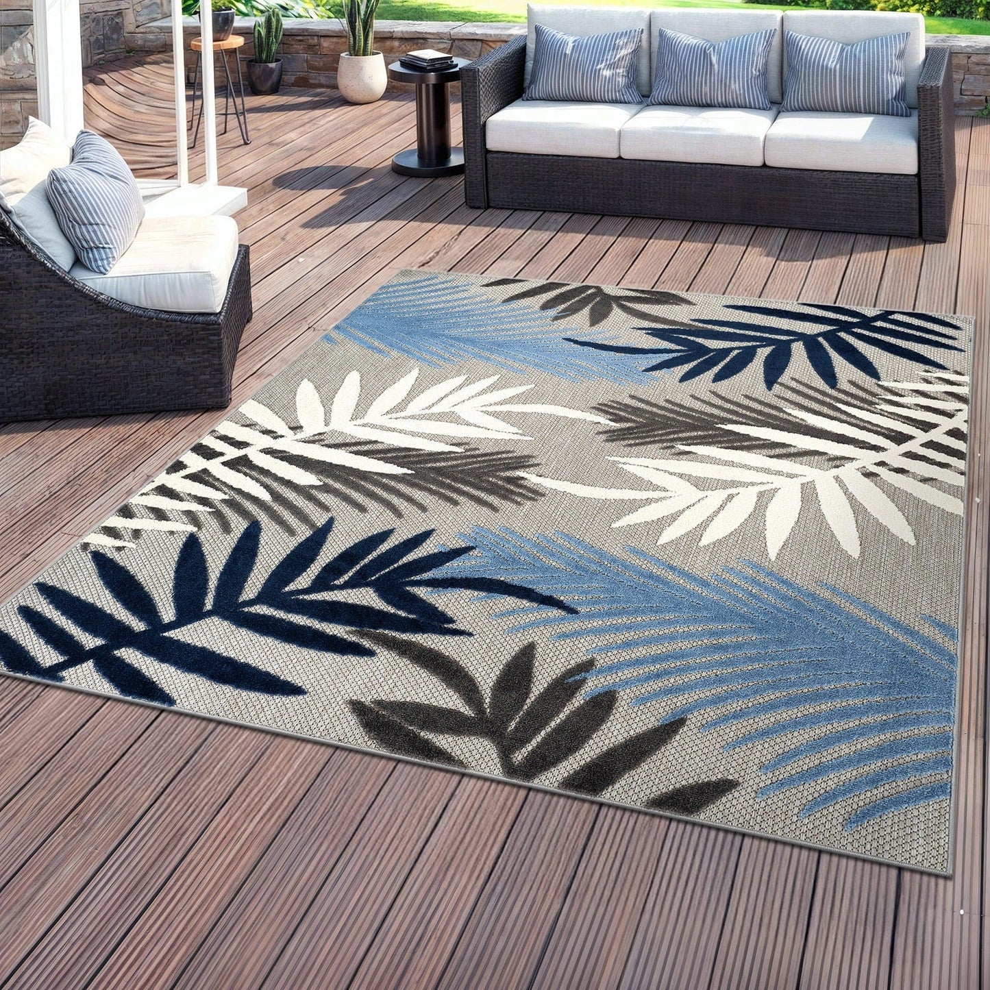 Tapis d'intérieur/extérieur en feuilles de palmier Evora