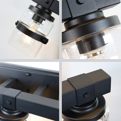 Applique murale de salle de bain ExBrite Farmhouse à 3 lumières, en fer noir à intensité variable