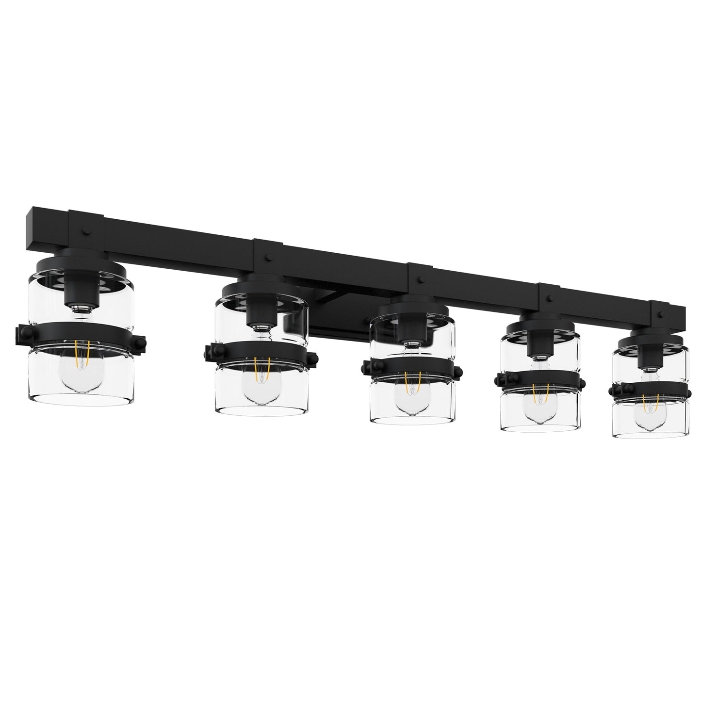 Applique murale de salle de bain ExBrite Farmhouse à 3 lumières, en fer noir à intensité variable