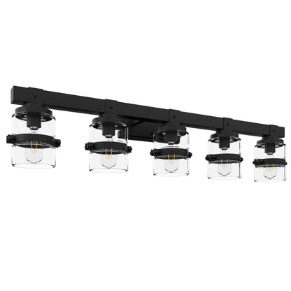 Applique murale de salle de bain ExBrite Farmhouse à 3 lumières, en fer noir à intensité variable