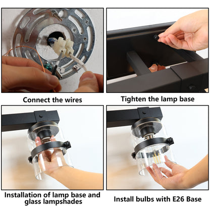 Applique murale de salle de bain ExBrite Farmhouse à 3 lumières, en fer noir à intensité variable