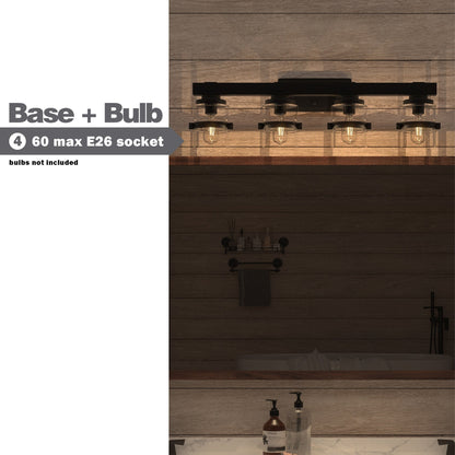 Applique murale de salle de bain ExBrite Farmhouse à 3 lumières, en fer noir à intensité variable