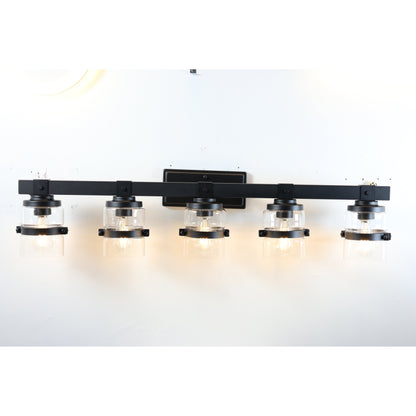 Applique murale de salle de bain ExBrite Farmhouse à 3 lumières, en fer noir à intensité variable