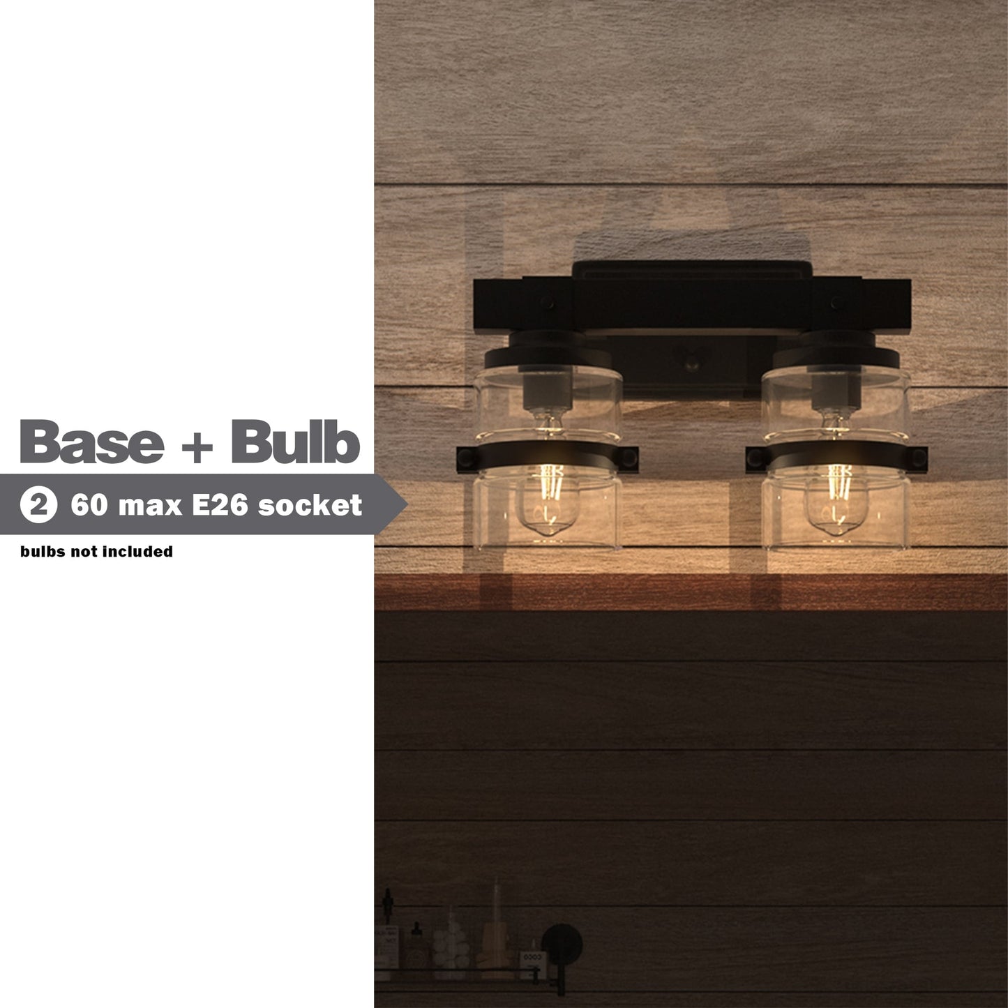 Applique murale de salle de bain ExBrite Farmhouse à 3 lumières, en fer noir à intensité variable