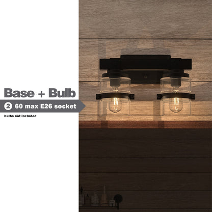 Applique murale de salle de bain ExBrite Farmhouse à 3 lumières, en fer noir à intensité variable