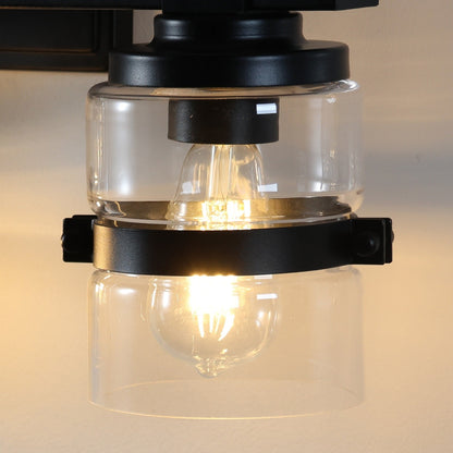 Applique murale de salle de bain ExBrite Farmhouse à 3 lumières, en fer noir à intensité variable