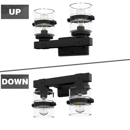 Applique murale de salle de bain ExBrite Farmhouse à 3 lumières, en fer noir à intensité variable