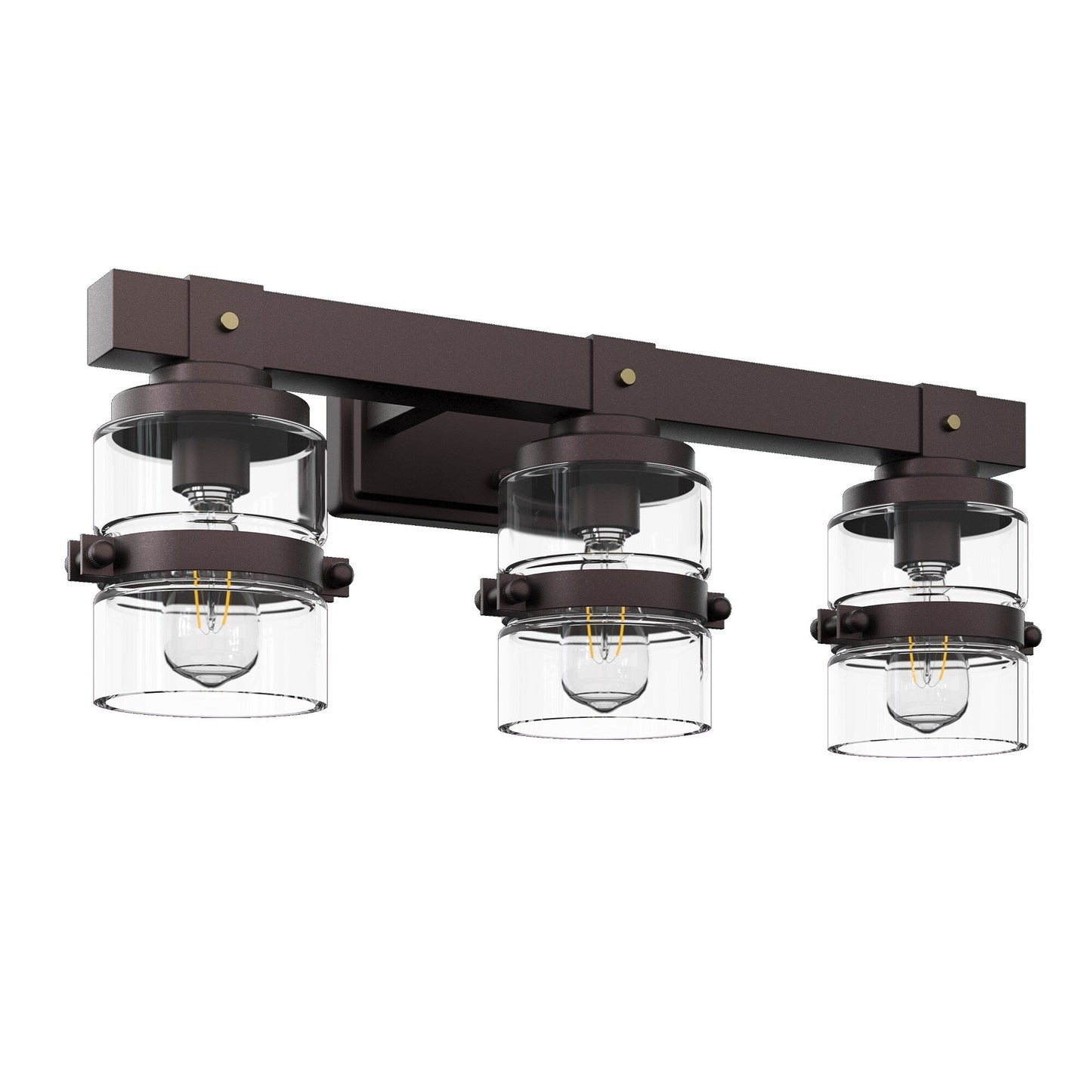 Applique murale de salle de bain ExBrite Farmhouse à 3 lumières, en fer noir à intensité variable