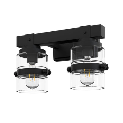 Applique murale de salle de bain ExBrite Farmhouse à 3 lumières, en fer noir à intensité variable