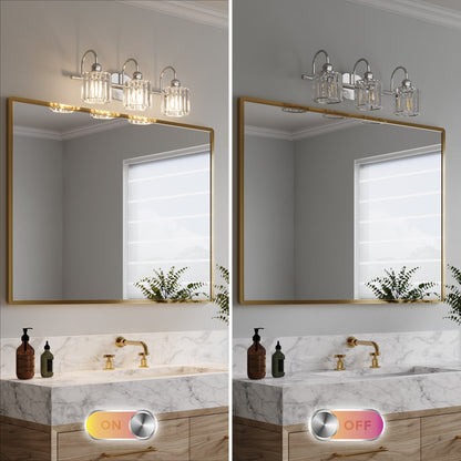 Appliques murales modernes ExBrite en cristal doré rose à 1, 2, 3, 4 ou 5 lumières pour salle de bain, à intensité variable