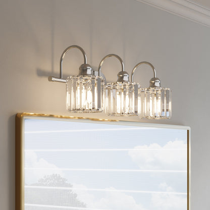 Appliques murales modernes ExBrite en cristal doré rose à 1, 2, 3, 4 ou 5 lumières pour salle de bain, à intensité variable