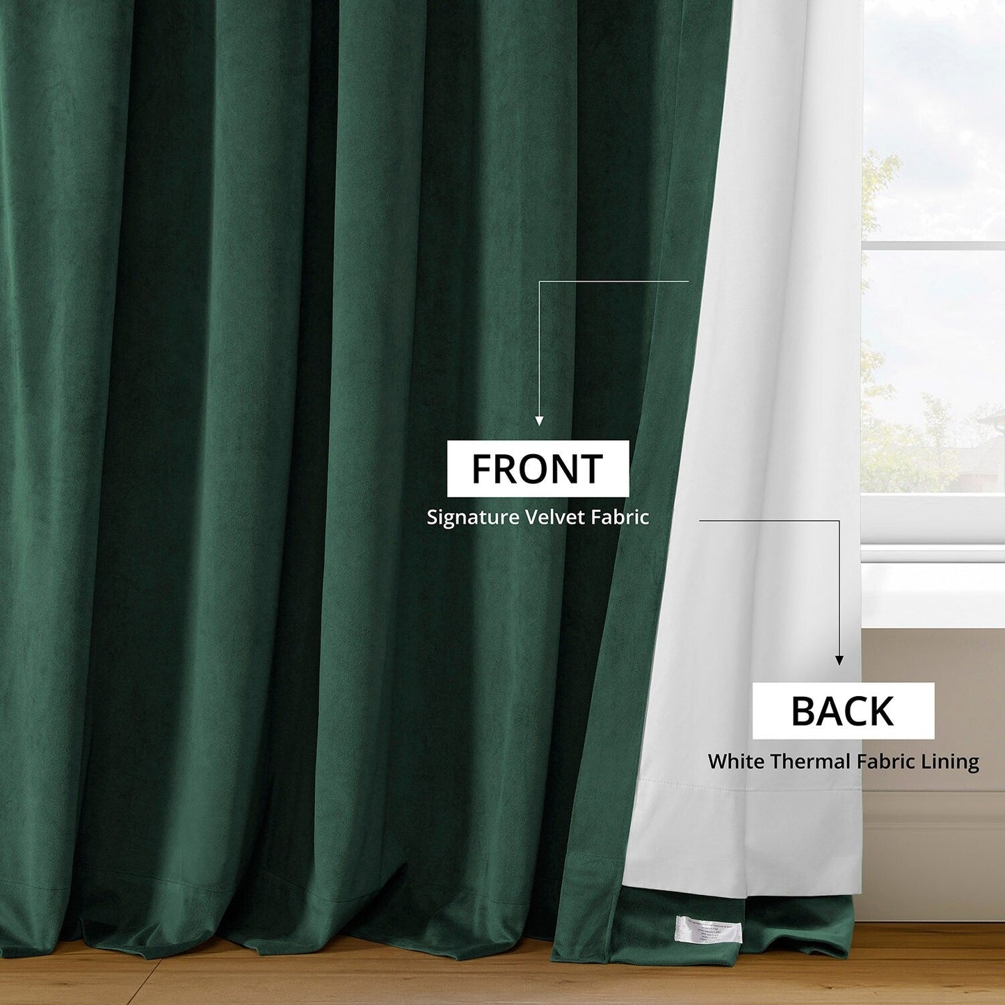 Exclusive Fabrics Signature Extra Wide Blackout Velvet Curtains (1 Panel) - Luxurious Blackout Drapes