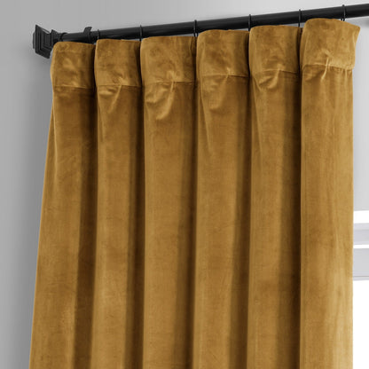 Exclusive Fabrics Signature Plush Velvet Hotel Blackout Curtains (1 Panel) - Luxury Soft Drapery for Light Control & Elegance
