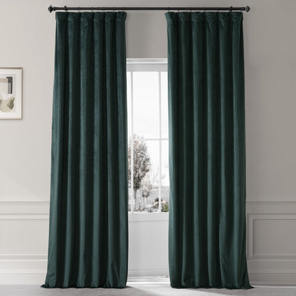 Exclusive Fabrics Signature Plush Velvet Hotel Blackout Curtains (1 Panel) - Luxury Soft Drapery for Light Control & Elegance