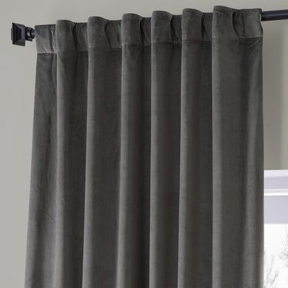 Exclusive Fabrics Signature Plush Velvet Hotel Blackout Curtains (1 Panel) - Luxury Soft Drapery for Light Control & Elegance