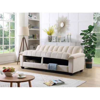 Fabric Upholstered Channel Back Living Room Convertible Sofabed