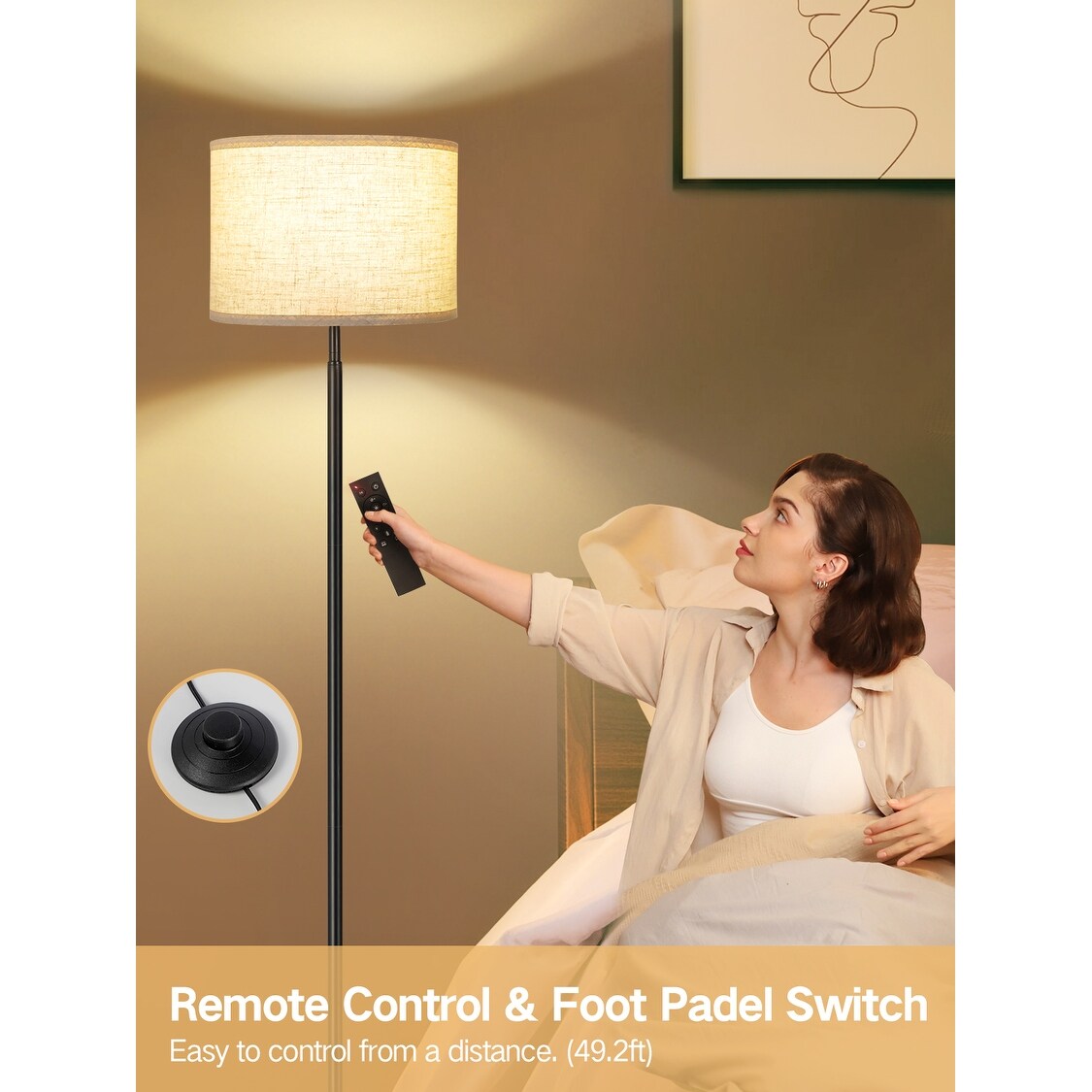 Floor Lamps for Living Room with Remote Control and 4 Color Temperatures Pole Lamps - N/A