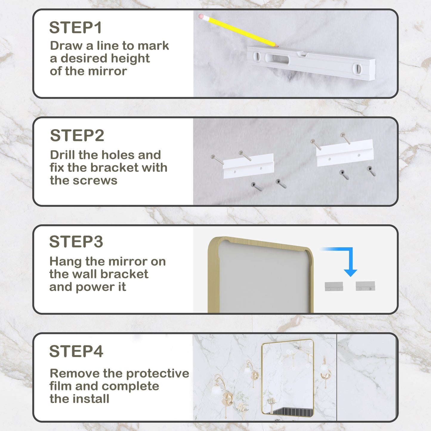Framed Wall Mounted Bathroom Vanity Mirror