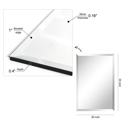 Frameless Beveled Prism Wall Mirror-Square/Rectangluar - Clear