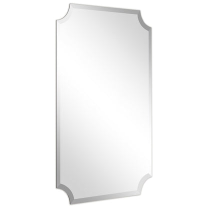 Frameless Rectangle Scalloped Beveled Wall Mirror, Bathroom, Vanity, Bedroom Mirror,1-beveled Edge - Clear