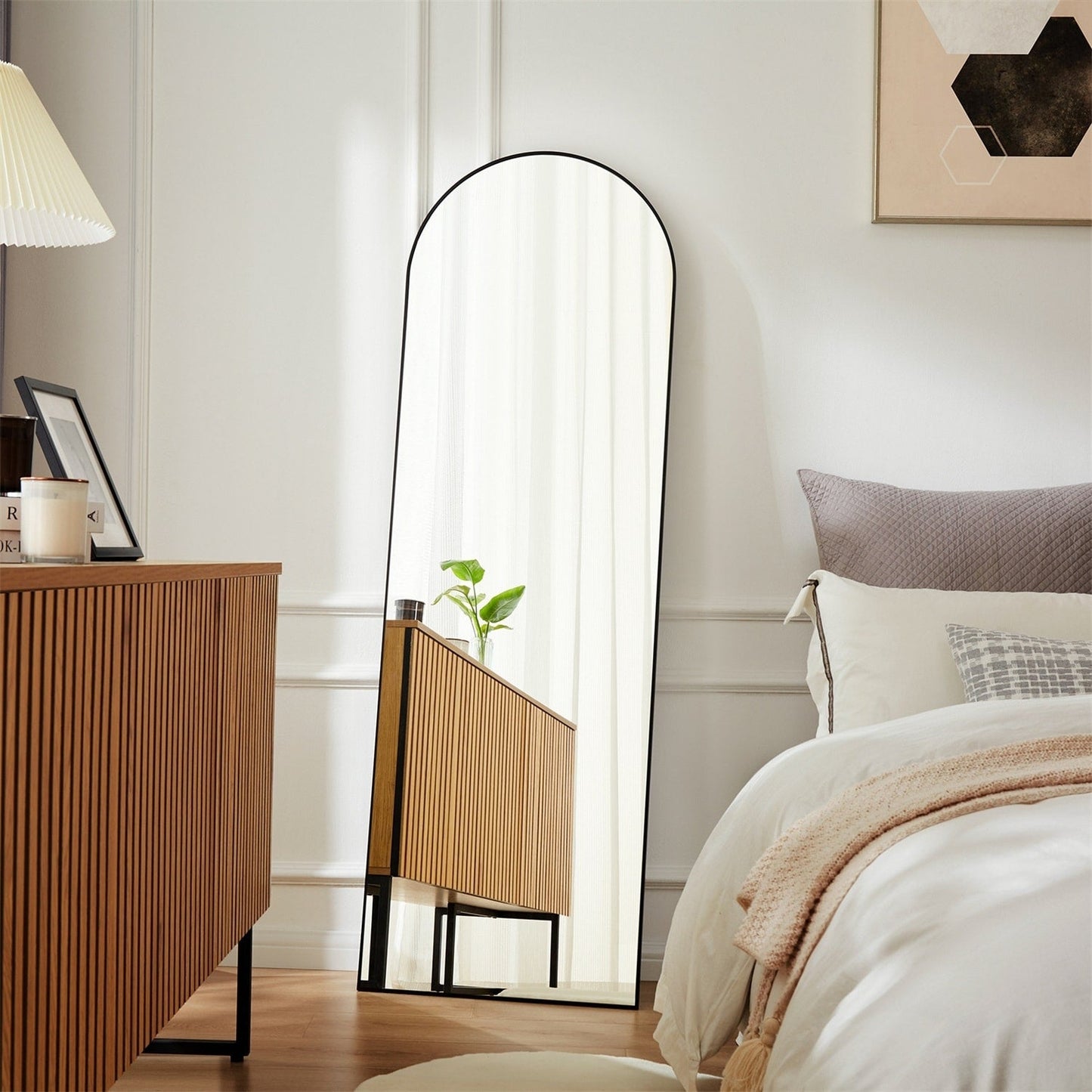 Full Length Mirror with Stand, Floor Mirror with Aluminum Alloy Frame for Bedroom, Standing Full Body Mirror for Wall, Cloakroom