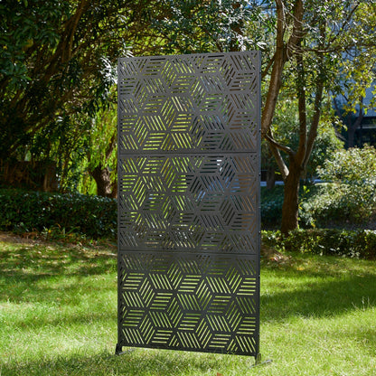 Paravent de confidentialité à 3 panneaux galvanisé à motifs floraux de 6 pieds de Glitzhome