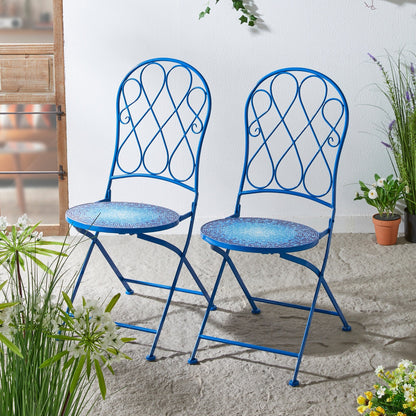 Ensemble bistrot pliant d'extérieur en métal Glitzhome 3 pièces avec table et chaises