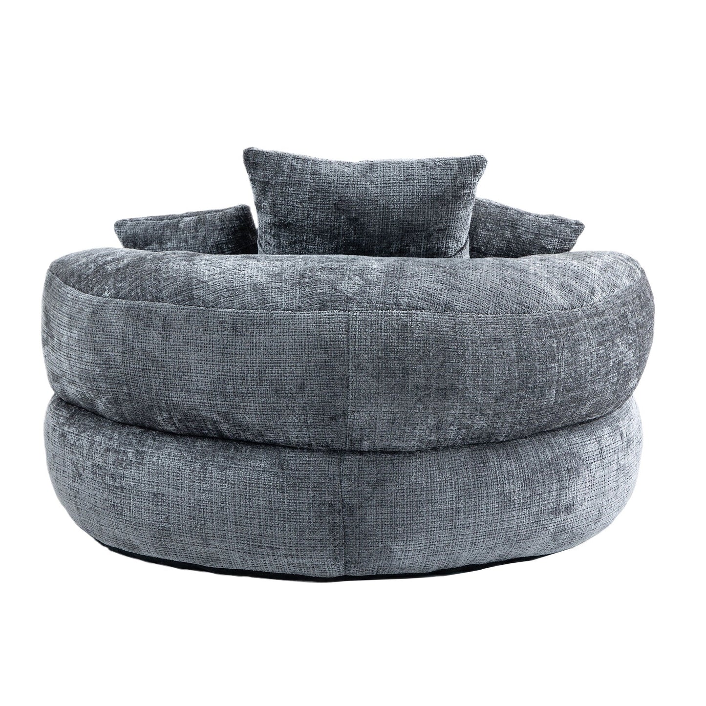 Gray Oversized 42.52 Chenille Lazy Bean Bag Single Sofa with Three Pillows for Bedroom