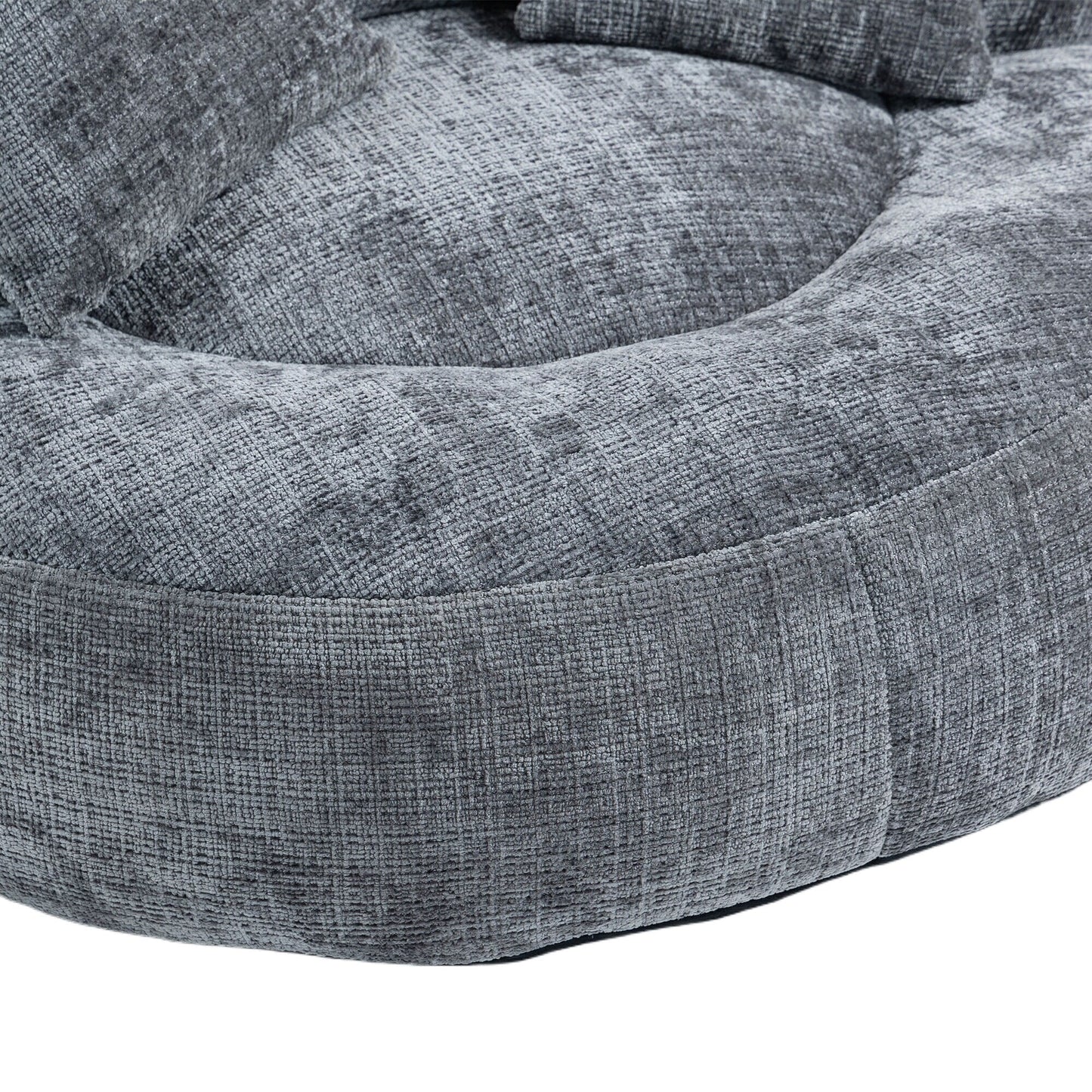 Gray Oversized 42.52 Chenille Lazy Bean Bag Single Sofa with Three Pillows for Bedroom