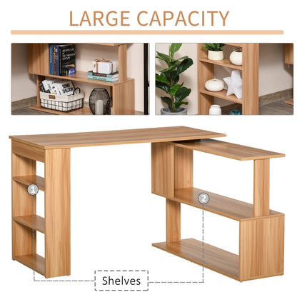 Bureau d'ordinateur rotatif moderne en L HomCom avec étagères