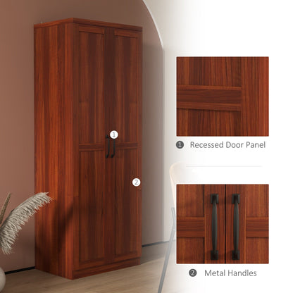 HOMCOM 63 Garde-manger de cuisine 2 portes, meuble de rangement indépendant avec étagères à 5 niveaux et 2 étagères réglables pour salle à manger